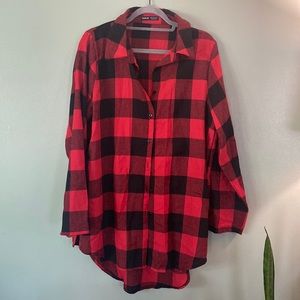 Red Buffalo plaid flannel tunic